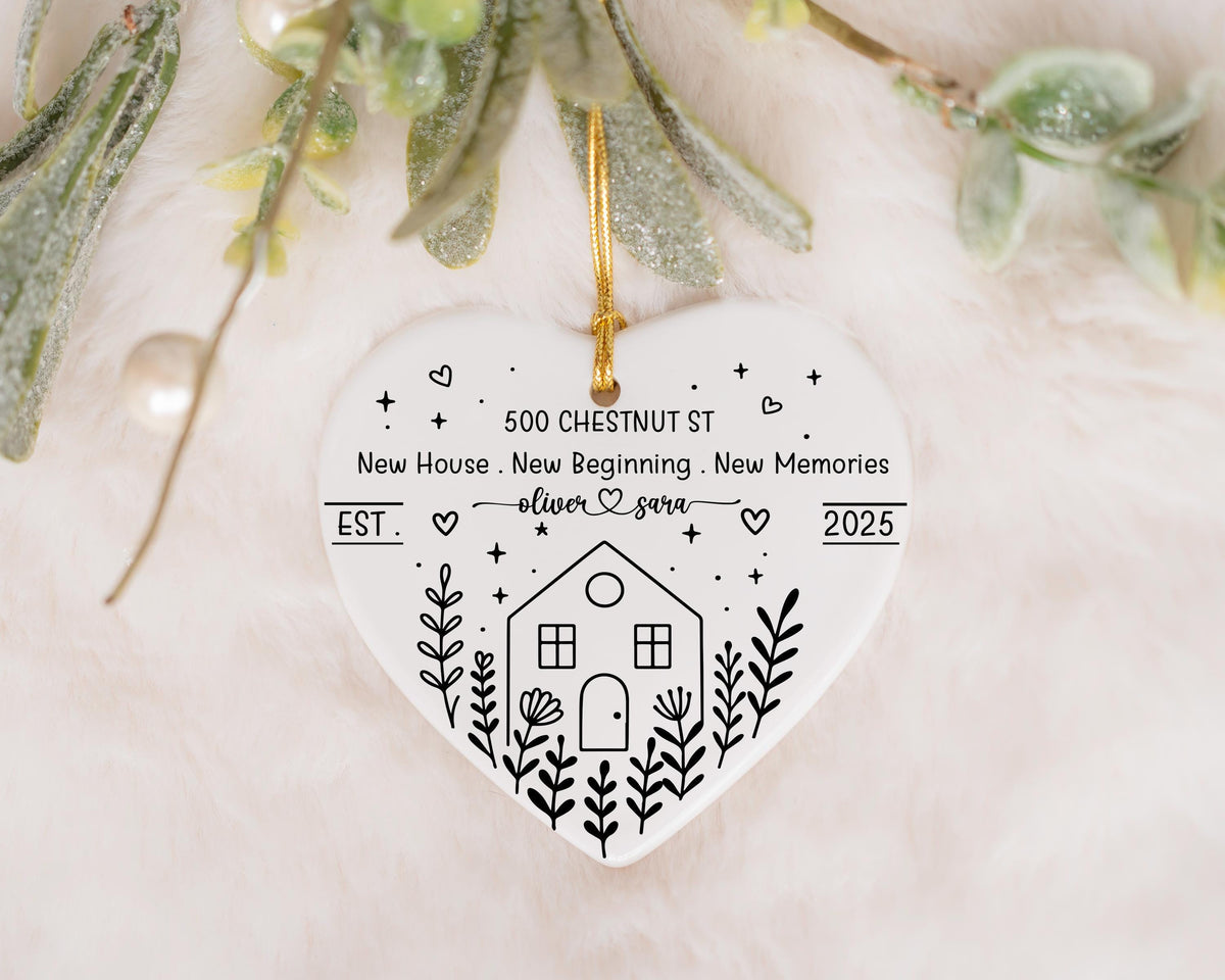 Customizable New House New Beginning New Memories Keepsake, Cute Couple New Address Ornament