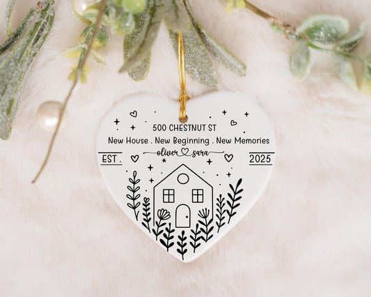 Customizable New House New Beginning New Memories Keepsake, Cute Couple New Address Ornament
