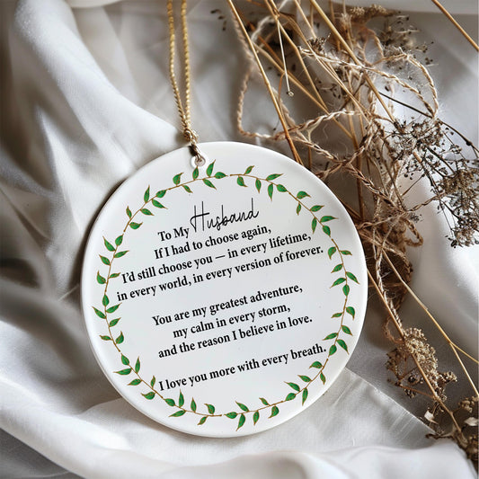 To My Husband Ornament, Romantic Husband Gift, Anniversary Keepsake, Love Quote Ornament