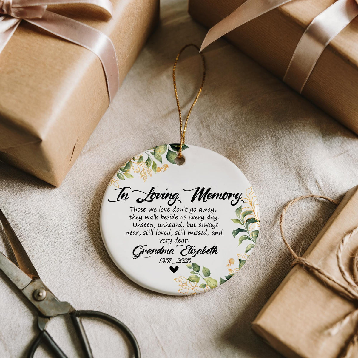 In Loving Memory Ceramic Ornament, Personalized Grandma Remembrance Ornament