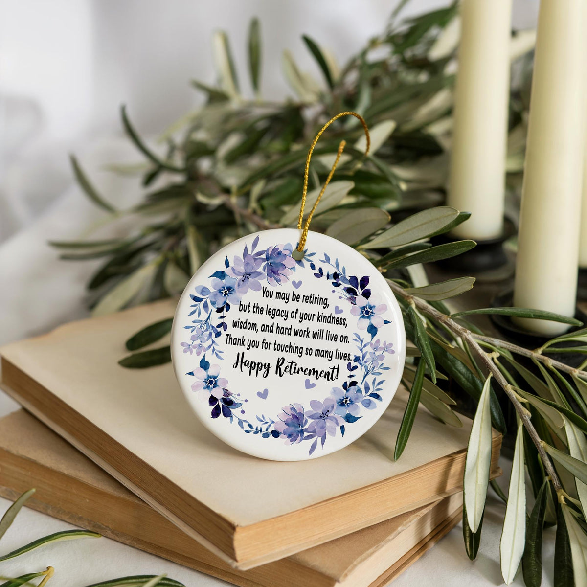 Happy Retirement Ceramic Ornament, Retirement Blessing Ornament, Thank You Retirement Souvenir