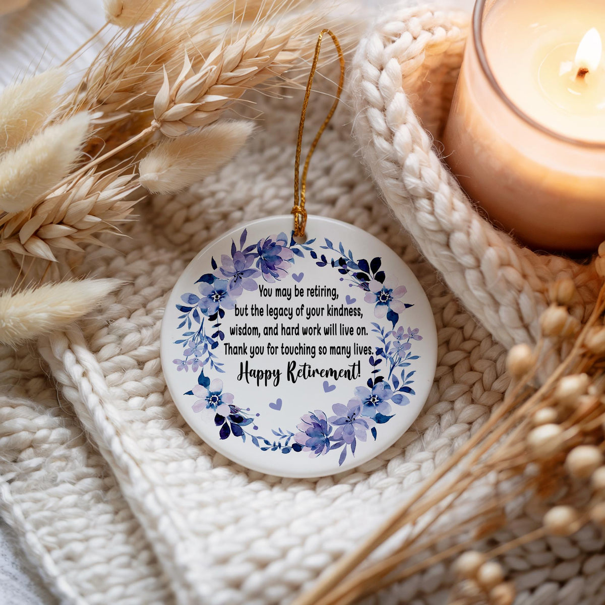 Happy Retirement Ceramic Ornament, Retirement Blessing Ornament, Thank You Retirement Souvenir