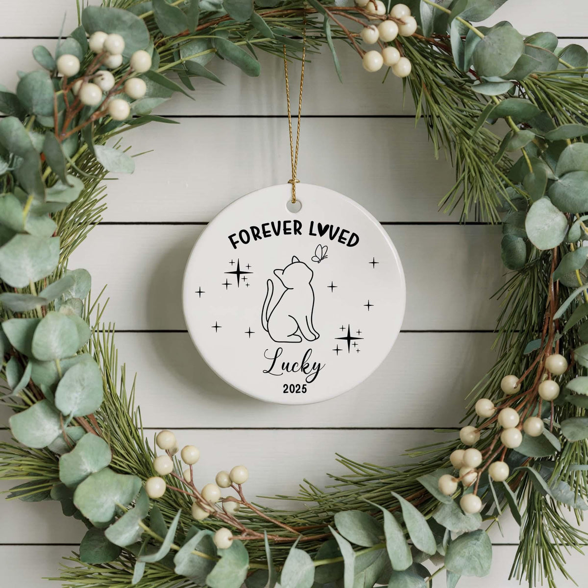 Pet Memorial Christmas Ornament, Cat Remembrance Ornament, Forever Loved Ornament