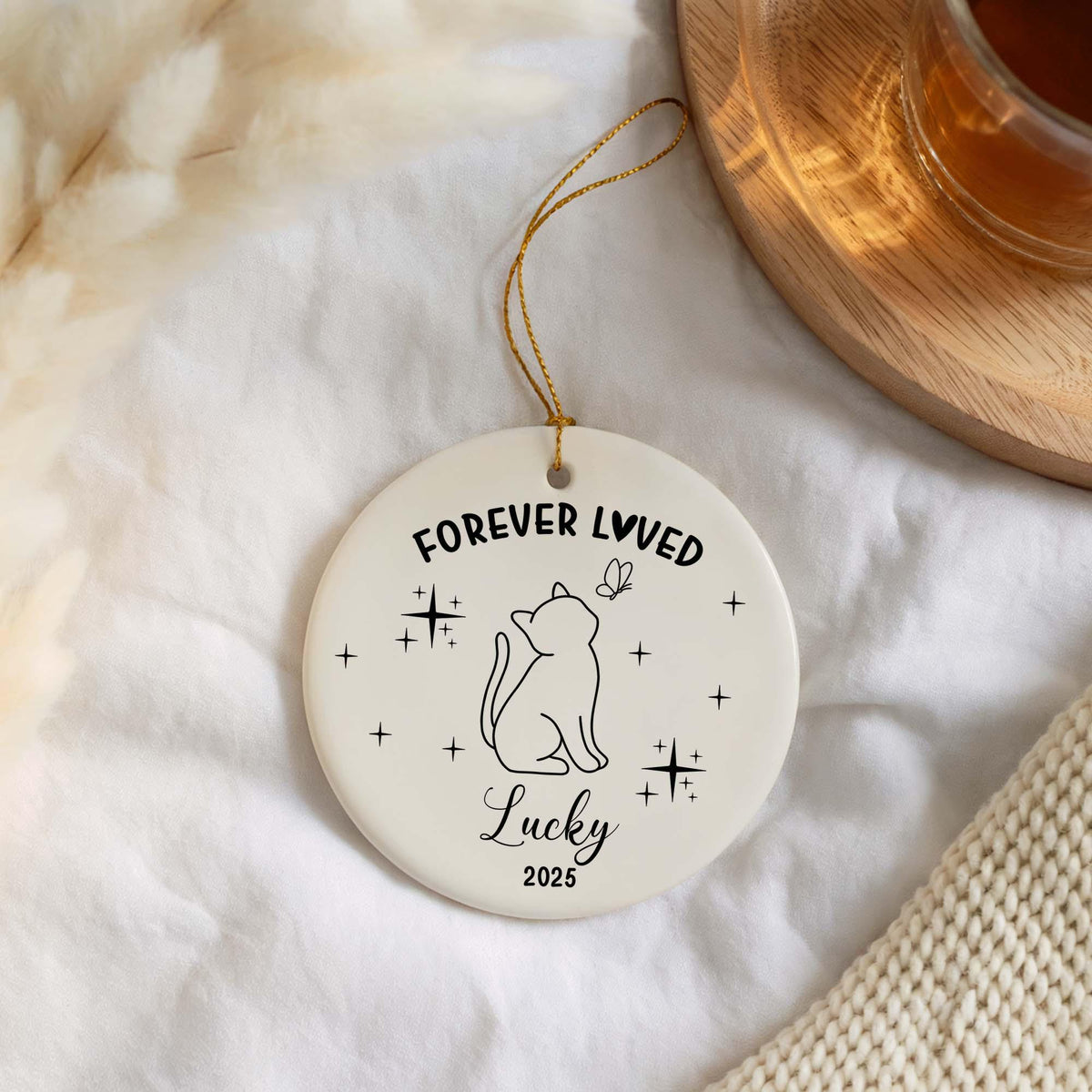 Pet Memorial Christmas Ornament, Cat Remembrance Ornament, Forever Loved Ornament