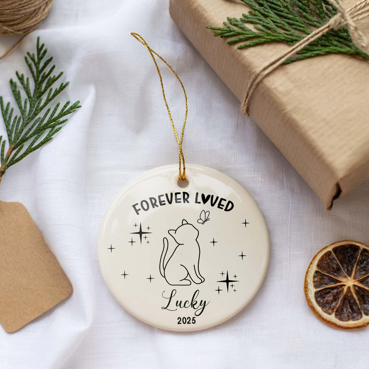 Pet Memorial Christmas Ornament, Cat Remembrance Ornament, Forever Loved Ornament