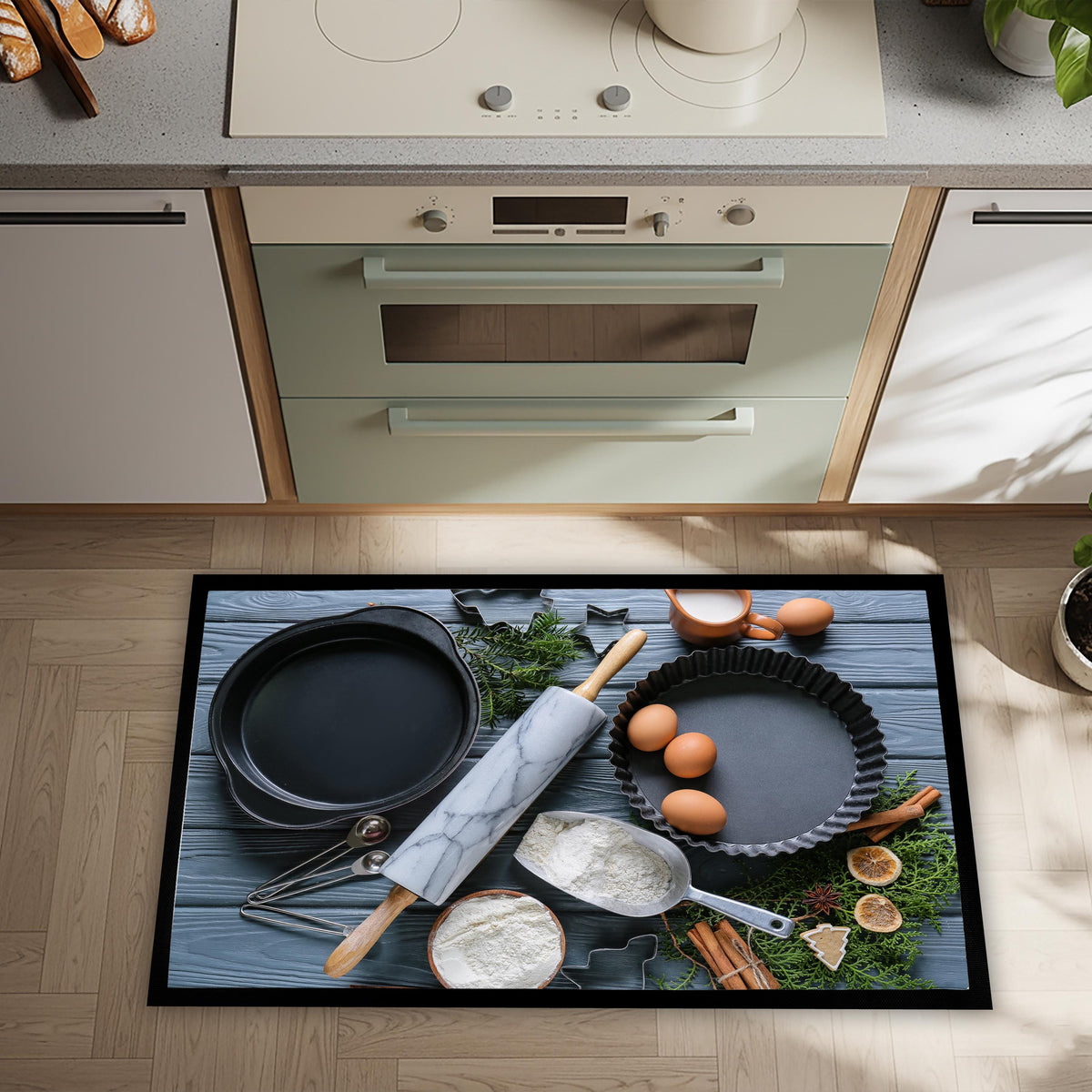 Modern Kitchen Mat, Non-Slip Indoor Floor Rug, Minimalist Decor