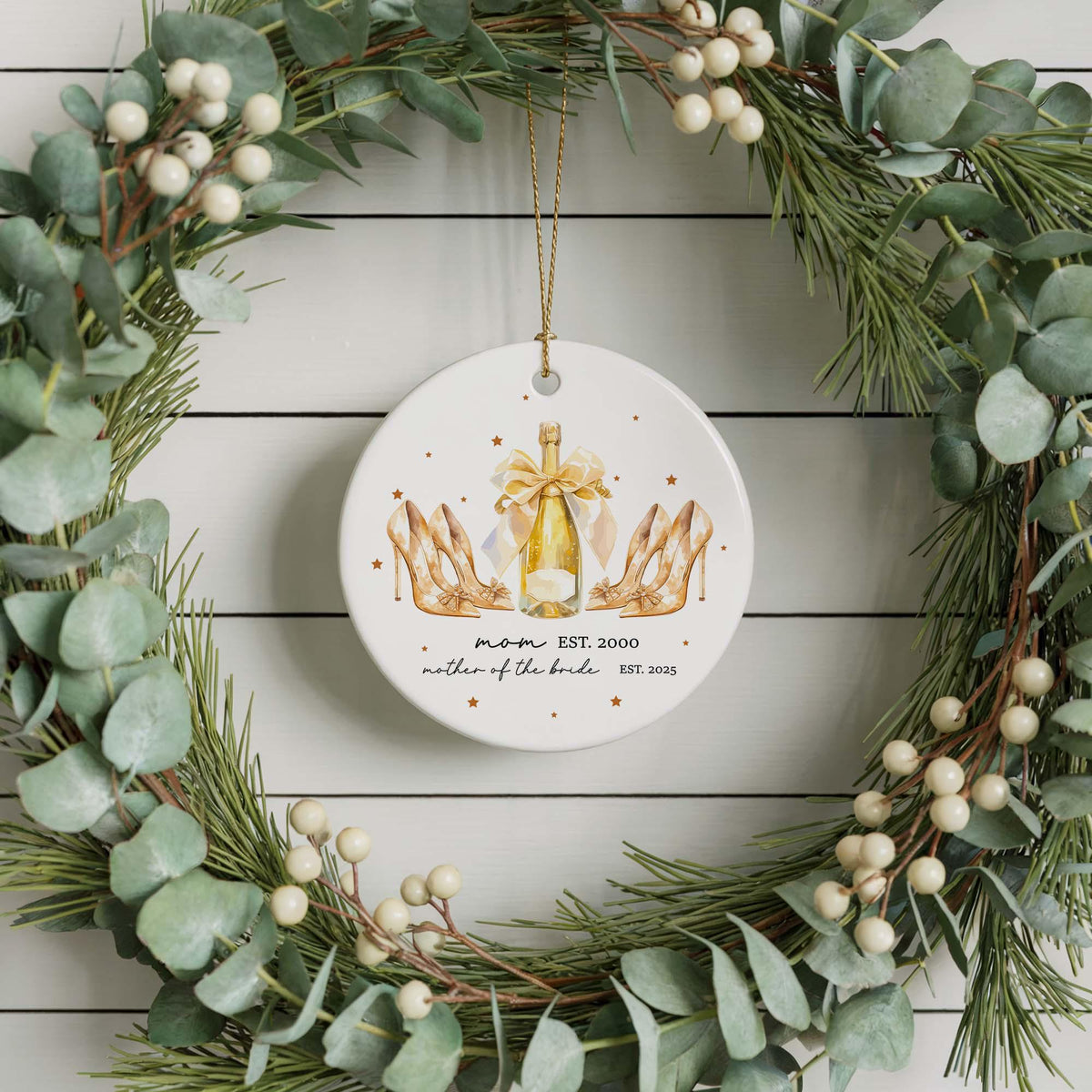 Mother of the Bride Christmas Ornament, Customized Wedding Ornament, Custom Mom Wedding Gift