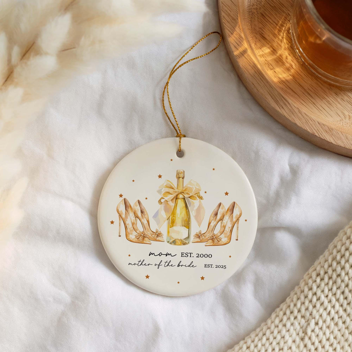 Mother of the Bride Christmas Ornament, Customized Wedding Ornament, Custom Mom Wedding Gift