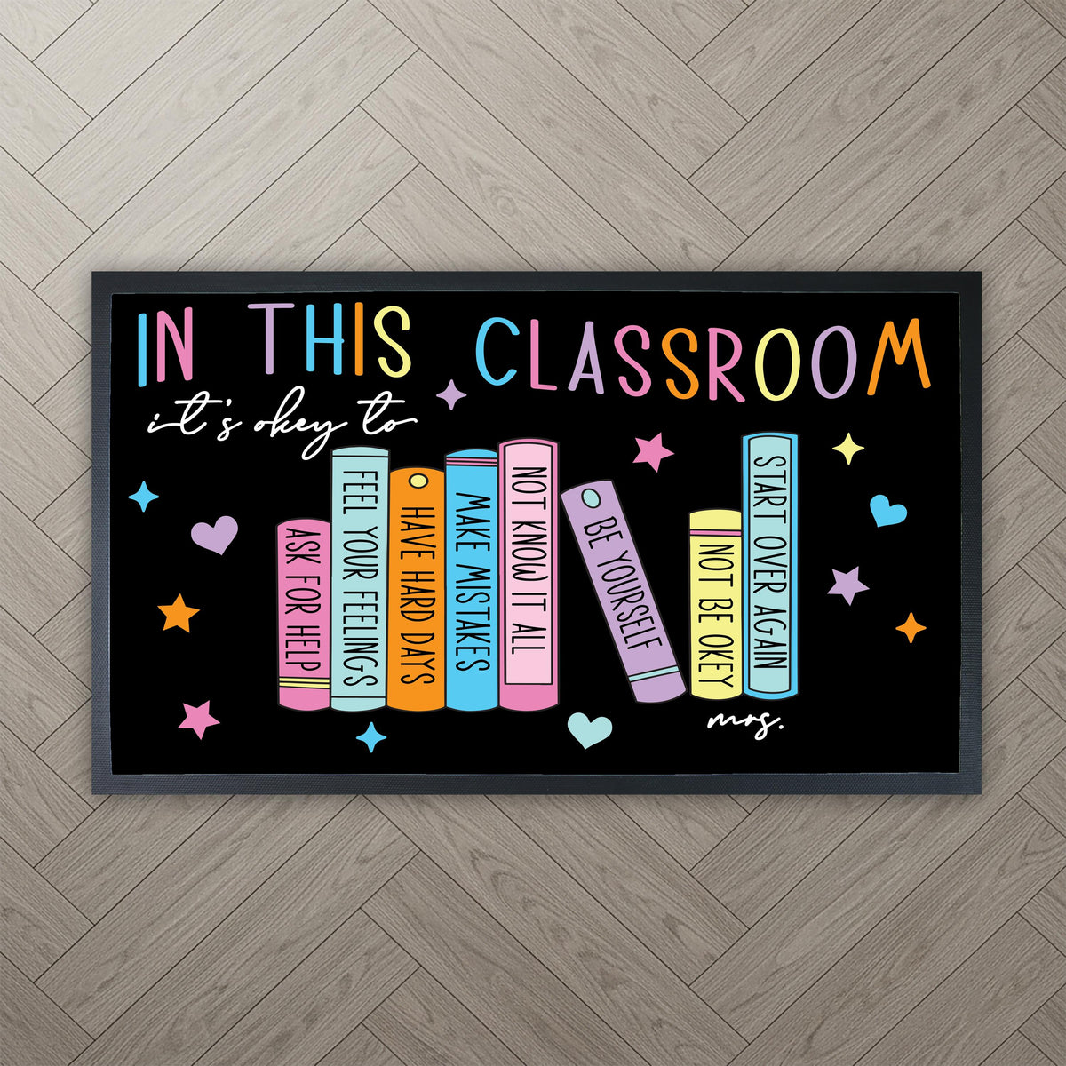 In This Classroom It's Okay To Doormat, Custom Teacher Name Welcome Mat