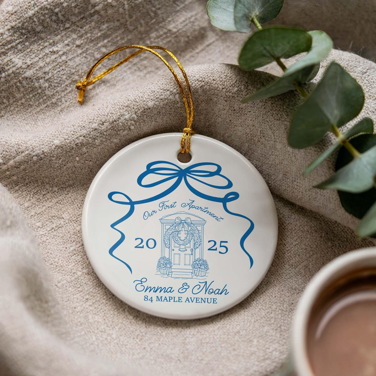 Personalized First Apartment Ceramic Ornament, New Home Keepsake