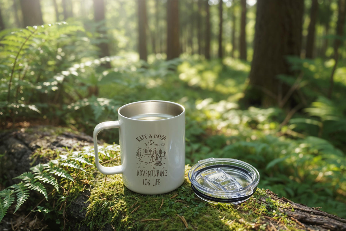 Custom Family Camping Mug, Personalized Couple Hiking Gift, Adventure Travel Mugs