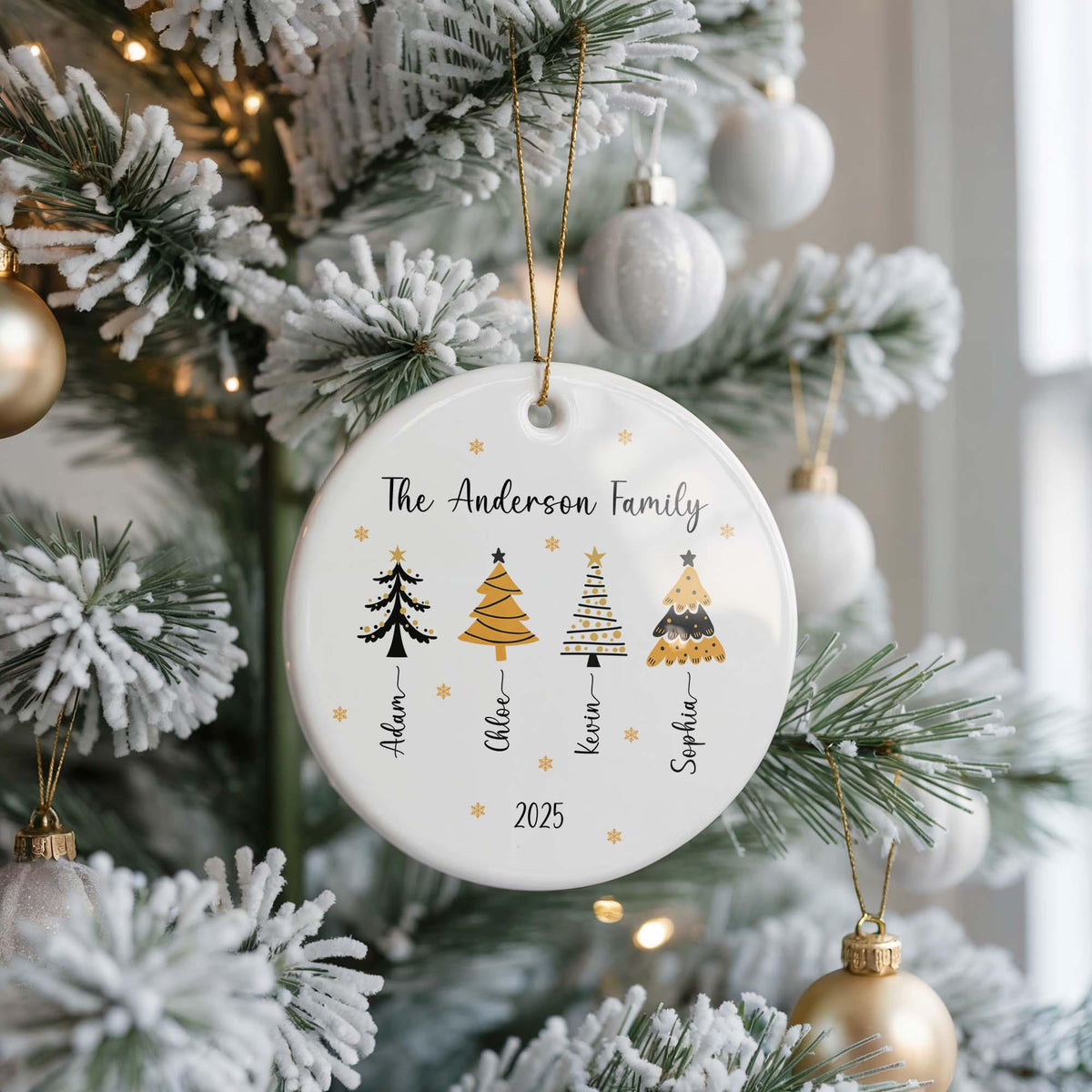 Personalized Family Name Christmas Ornament, Ceramic Keepsake