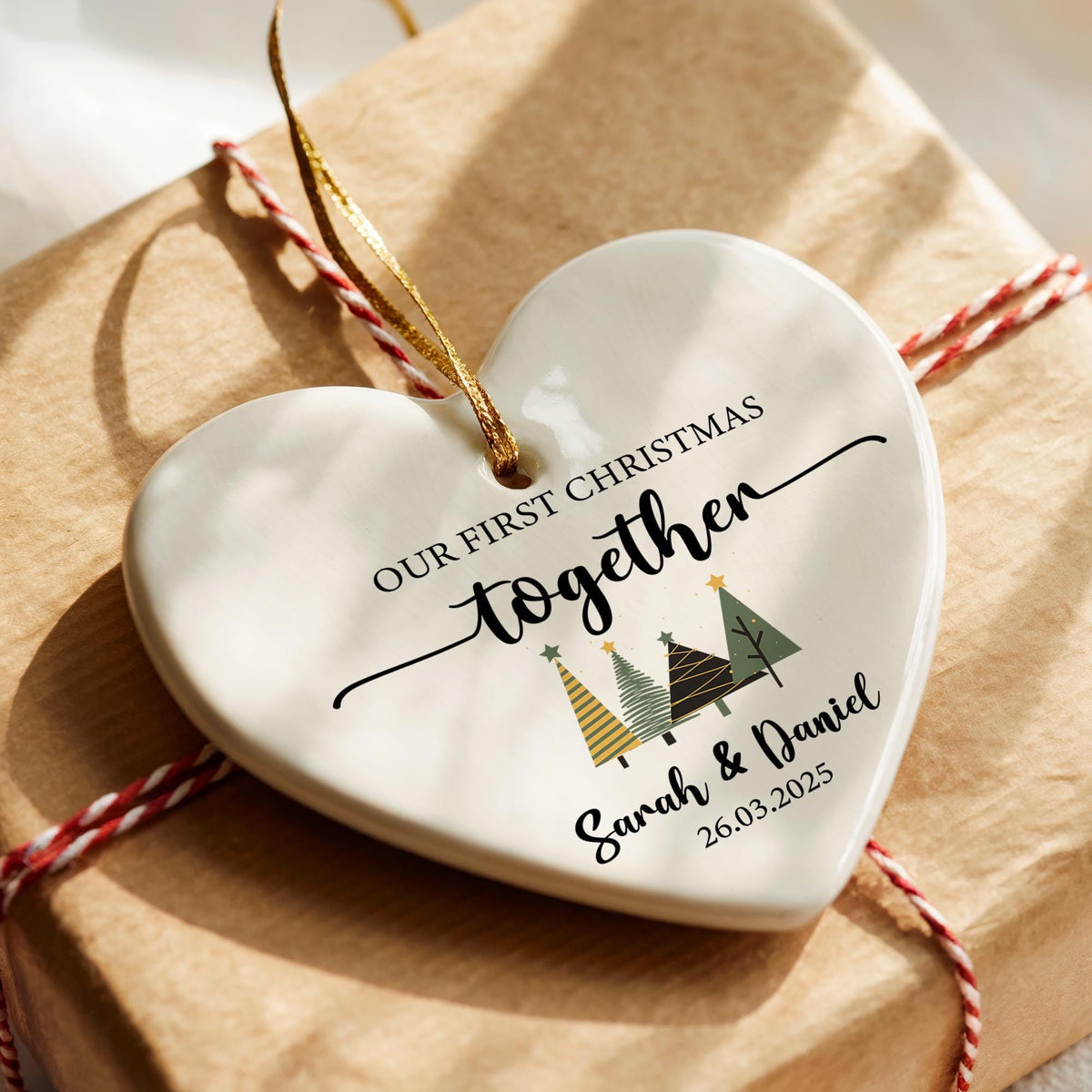 Personalized Newlywed Christmas Ornament, First Christmas Together Keepsake