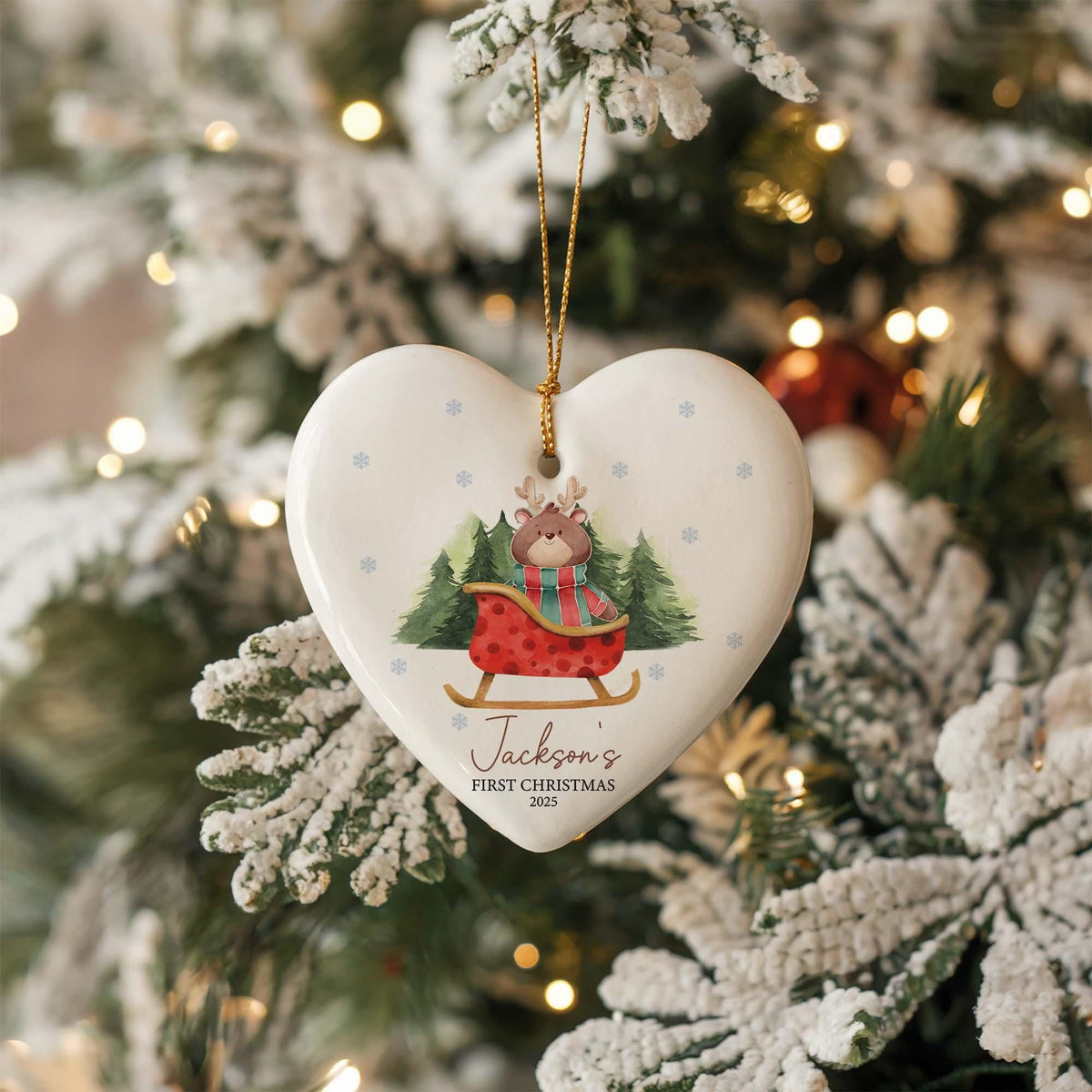 Personalized Baby's First Christmas Ornament, Custom Ceramic Keepsake