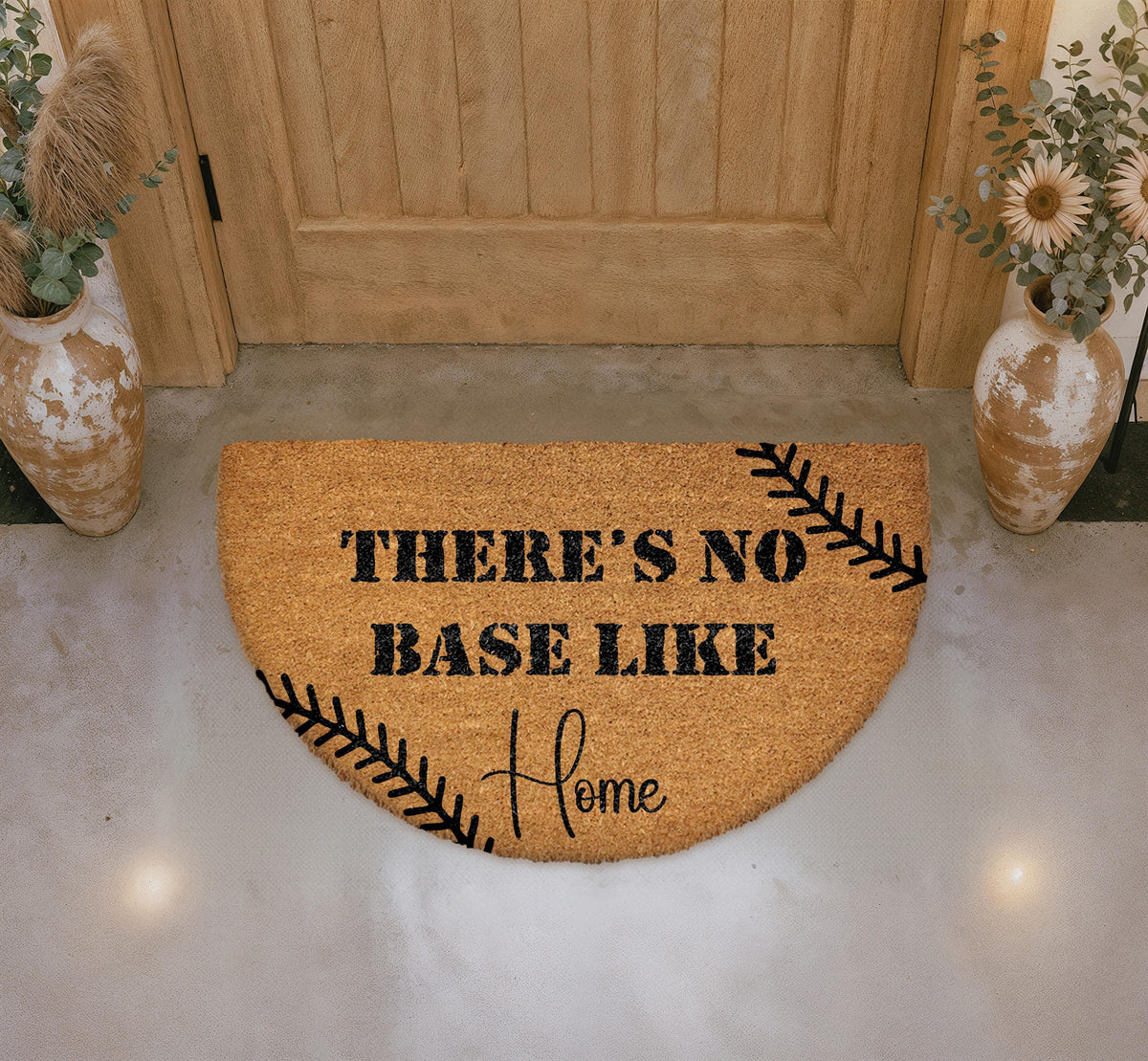 Baseball Doormat, Funny Welcome Mat, Natural Coir Home Decor