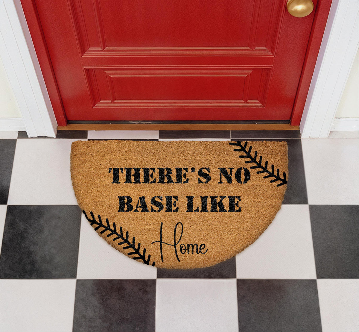Baseball Doormat, Funny Welcome Mat, Natural Coir Home Decor