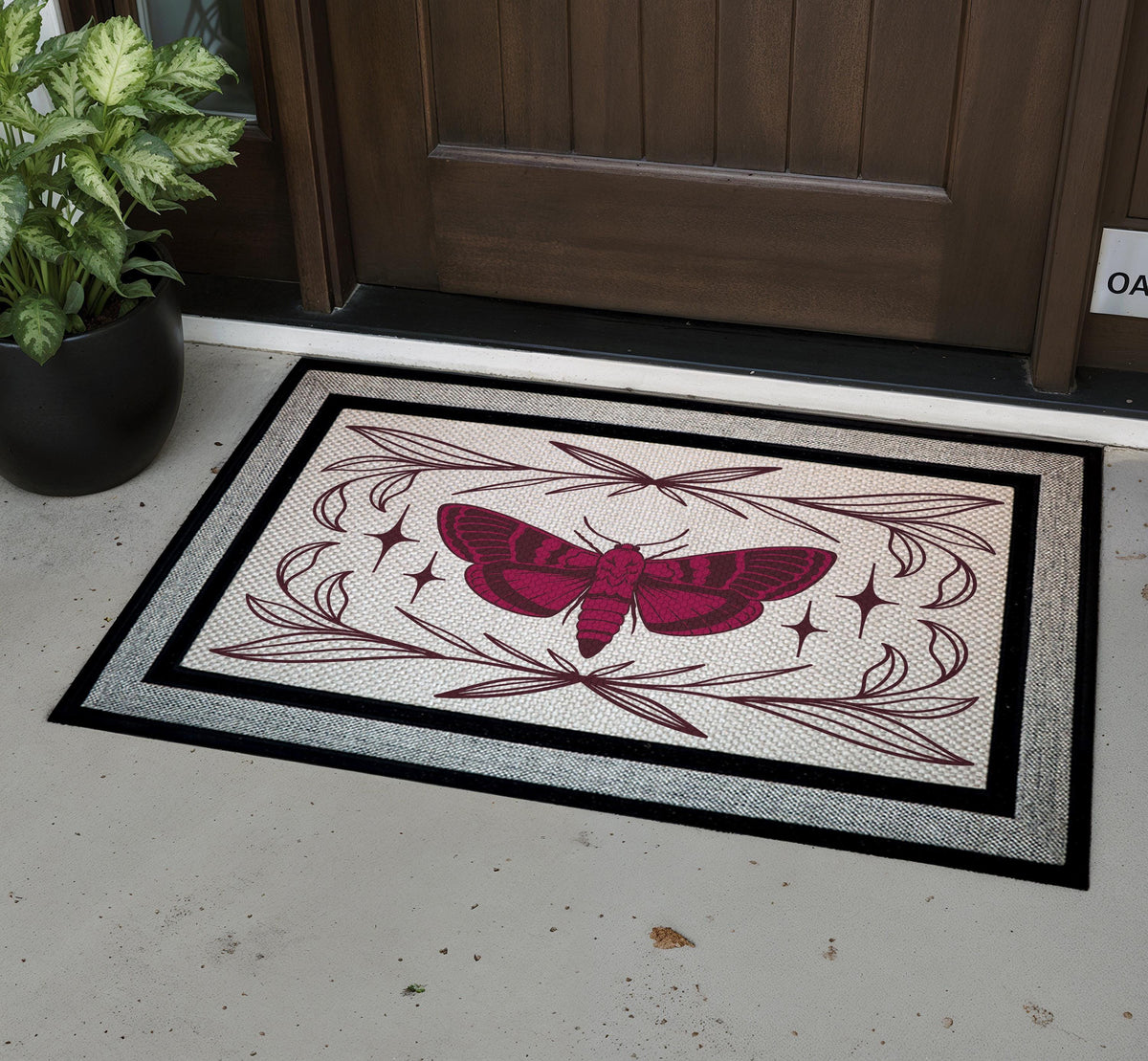 Gothic Moth Doormat, Mystical Witchy Home Decor, Occult Housewarming Gift