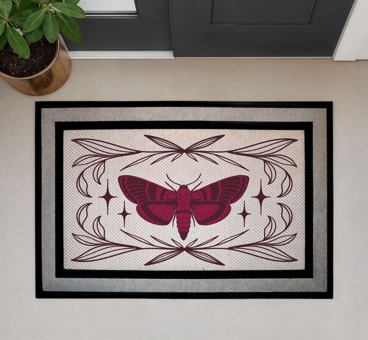 Gothic Moth Doormat, Mystical Witchy Home Decor, Occult Housewarming Gift