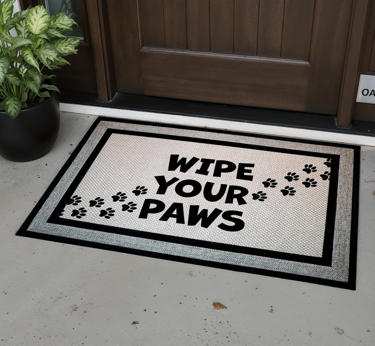 Wipe Your Paws Doormat, Pawprint Welcome Mat, Funny Pet Lover Housewarming Gift