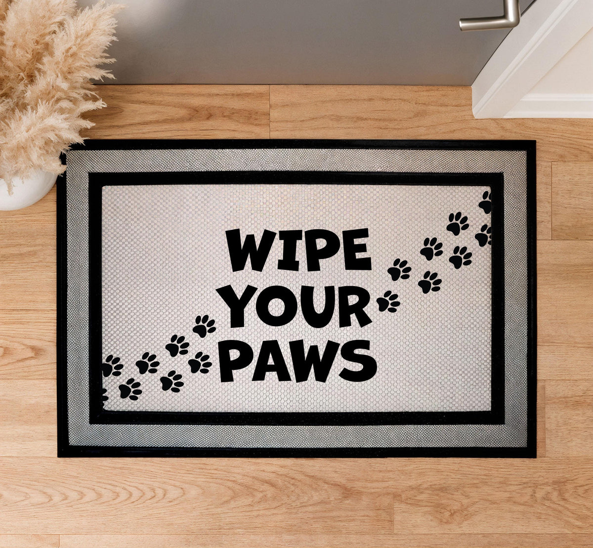 Wipe Your Paws Doormat, Pawprint Welcome Mat, Funny Pet Lover Housewarming Gift