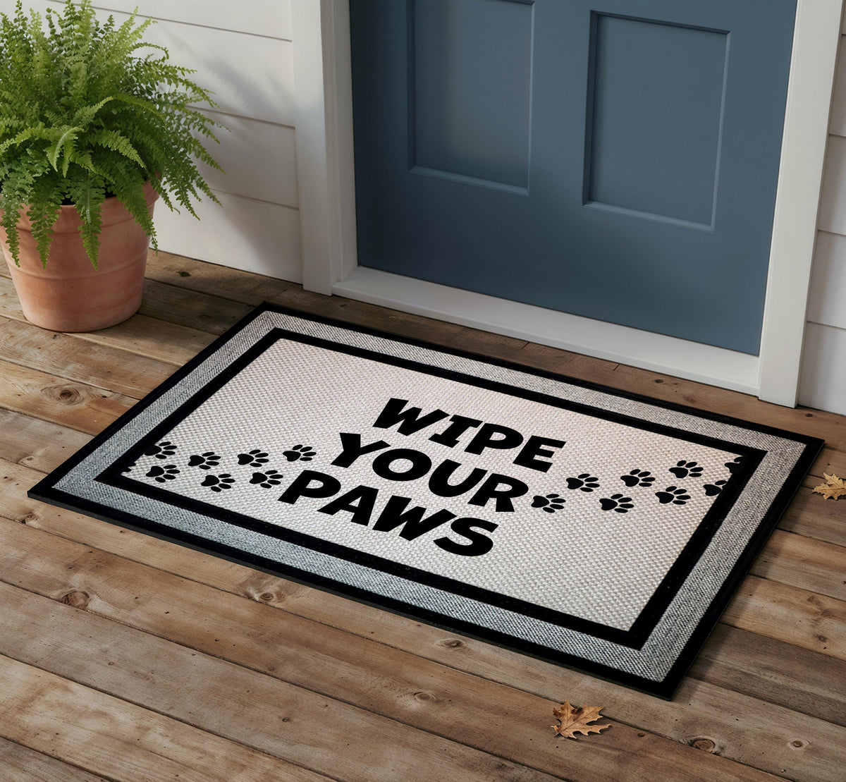 Wipe Your Paws Doormat, Pawprint Welcome Mat, Funny Pet Lover Housewarming Gift