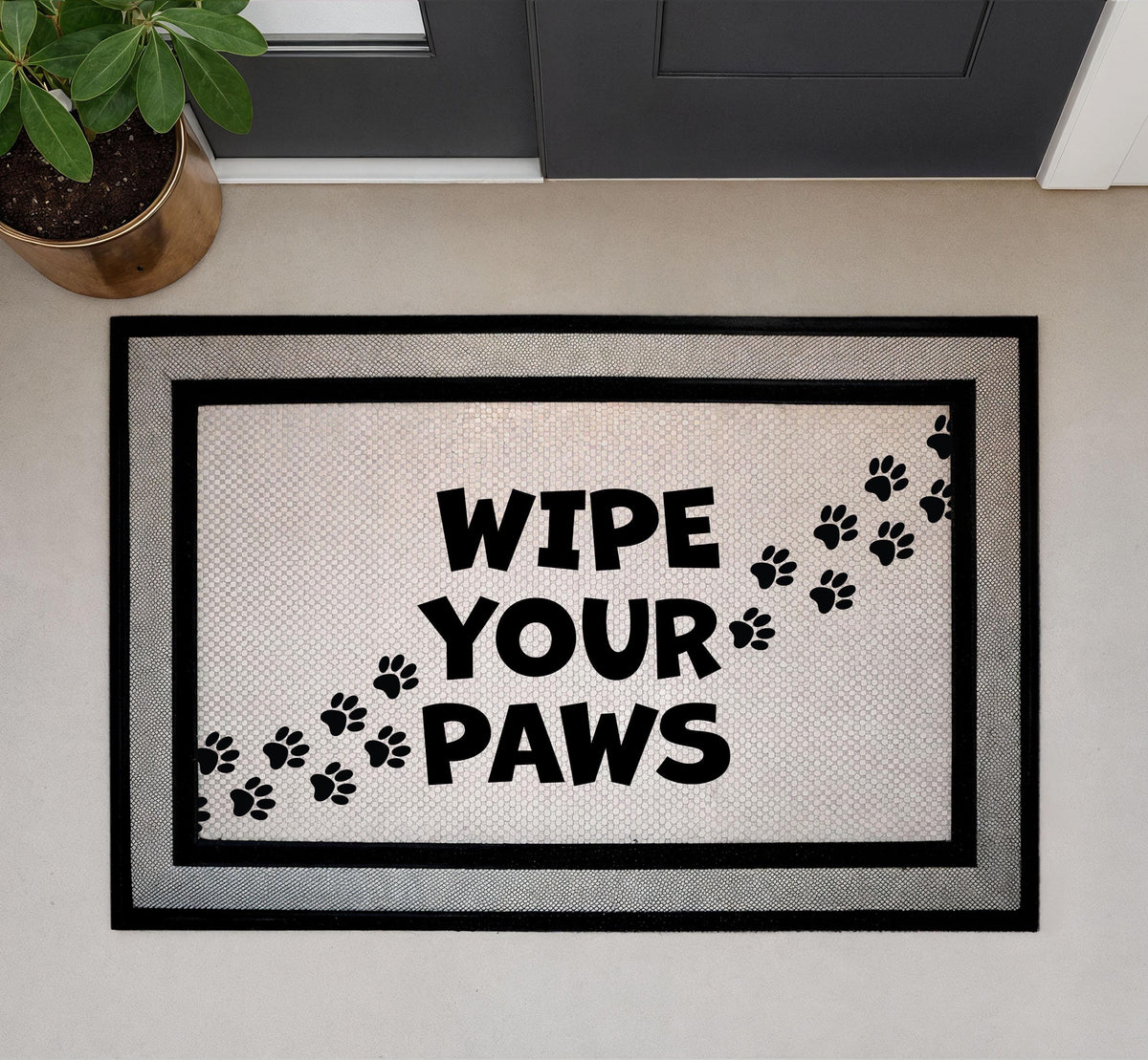 Wipe Your Paws Doormat, Pawprint Welcome Mat, Funny Pet Lover Housewarming Gift