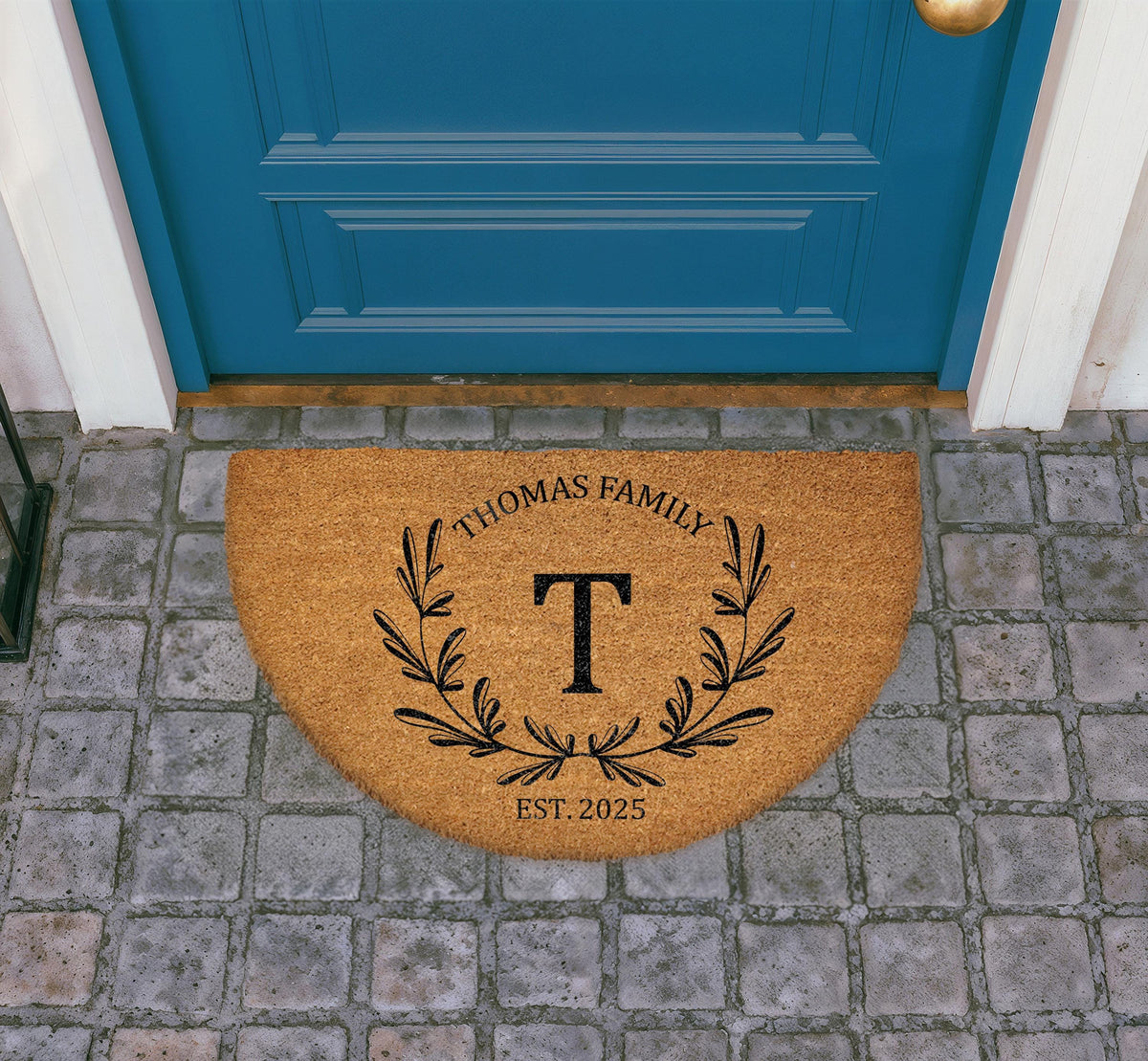 Personalized Monogram Doormat, Custom Family Name Welcome Mat, Natural Coir Entryway Mat