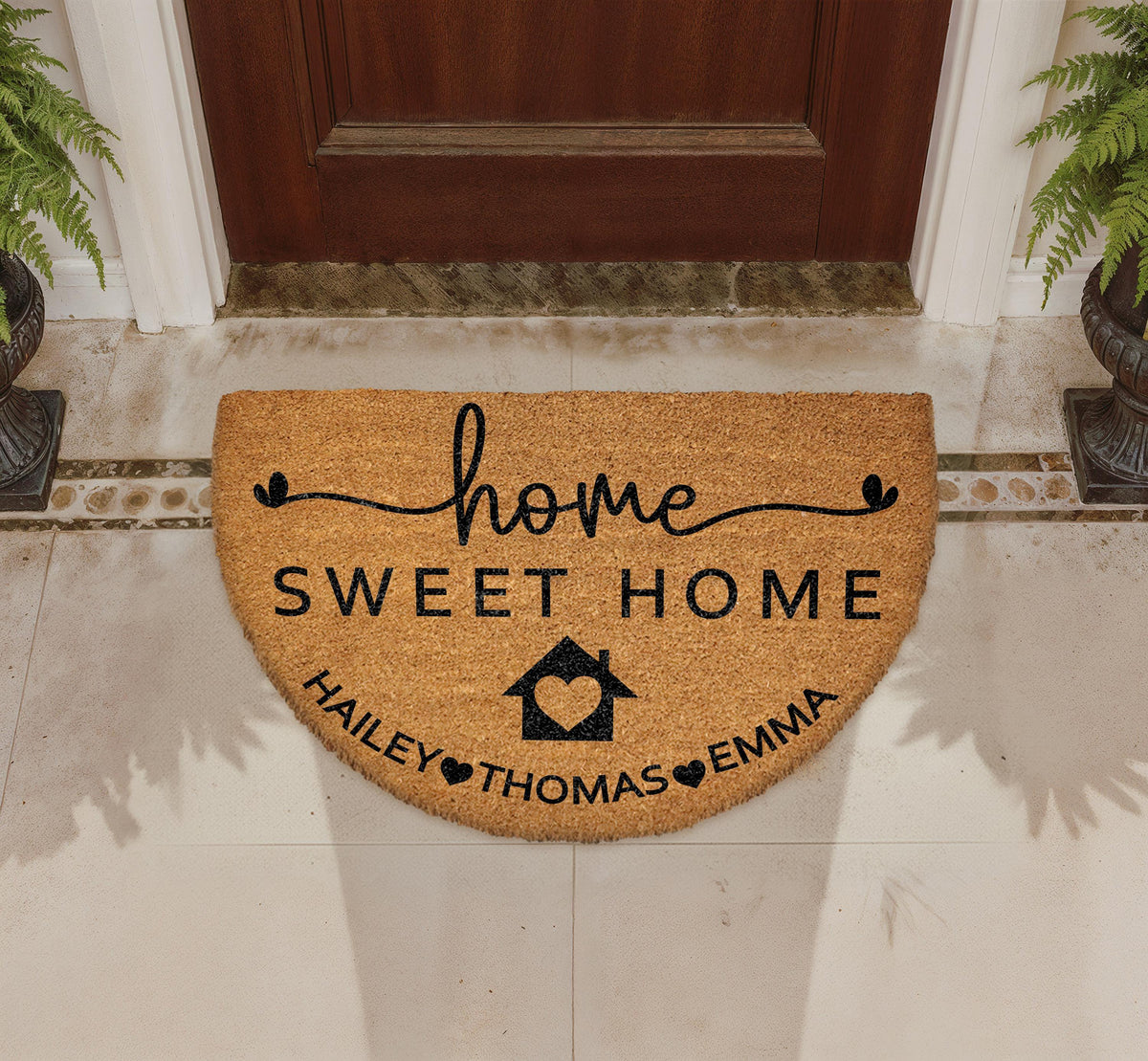 Home Sweet Home Personalized Doormat, Custom Family Name Welcome Mat, Outdoor Coir Mat, Family Members Door Mat, Front Entry Mat