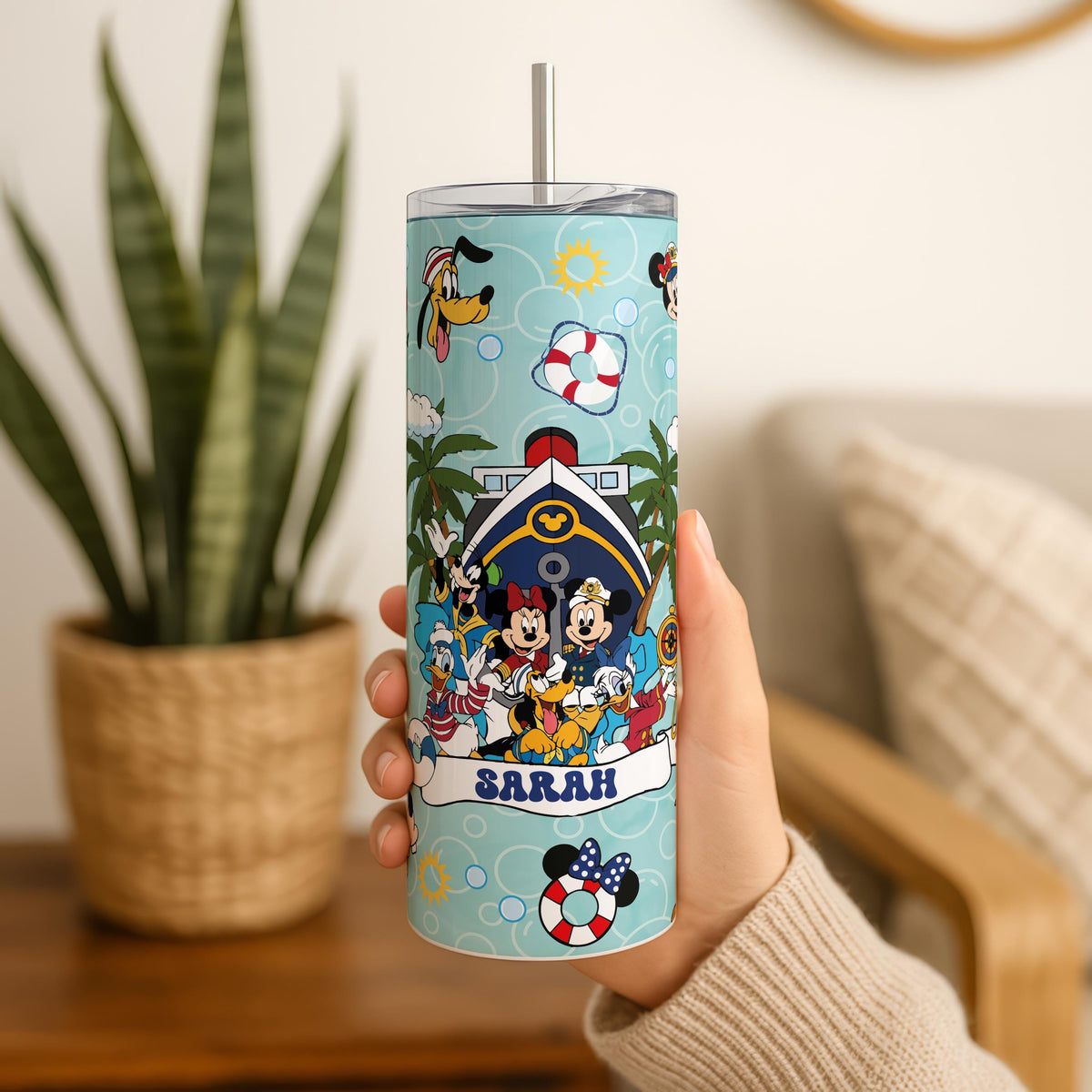 Personalized Cruise Tumbler with Straw, Cartoon Friends Family Vacation Gift