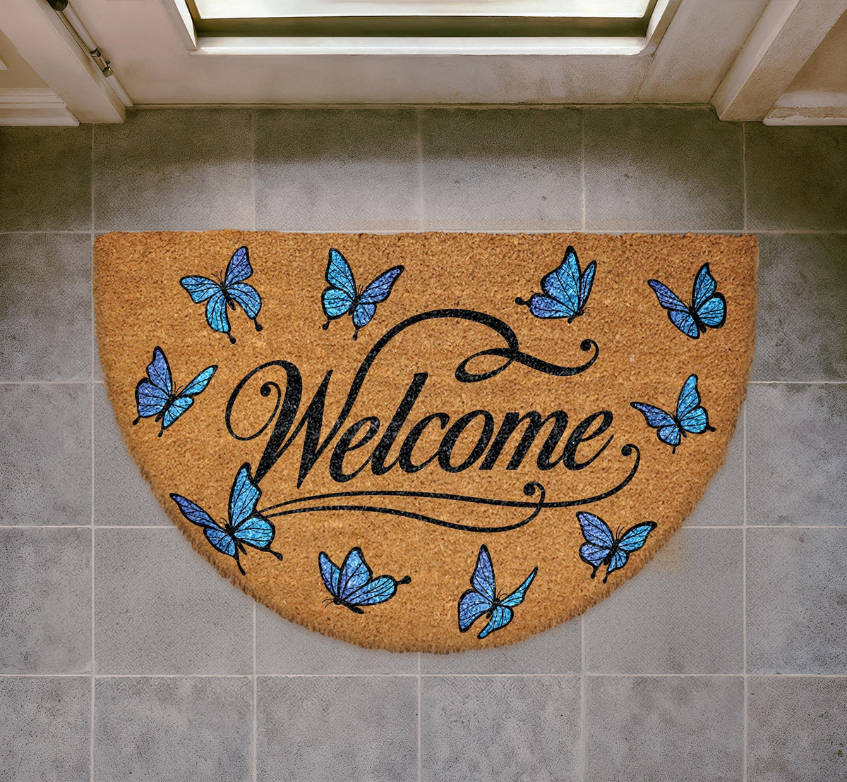 Butterfly Welcome Mat, Natural Coir Entryway Decor, Nature Inspired Home
