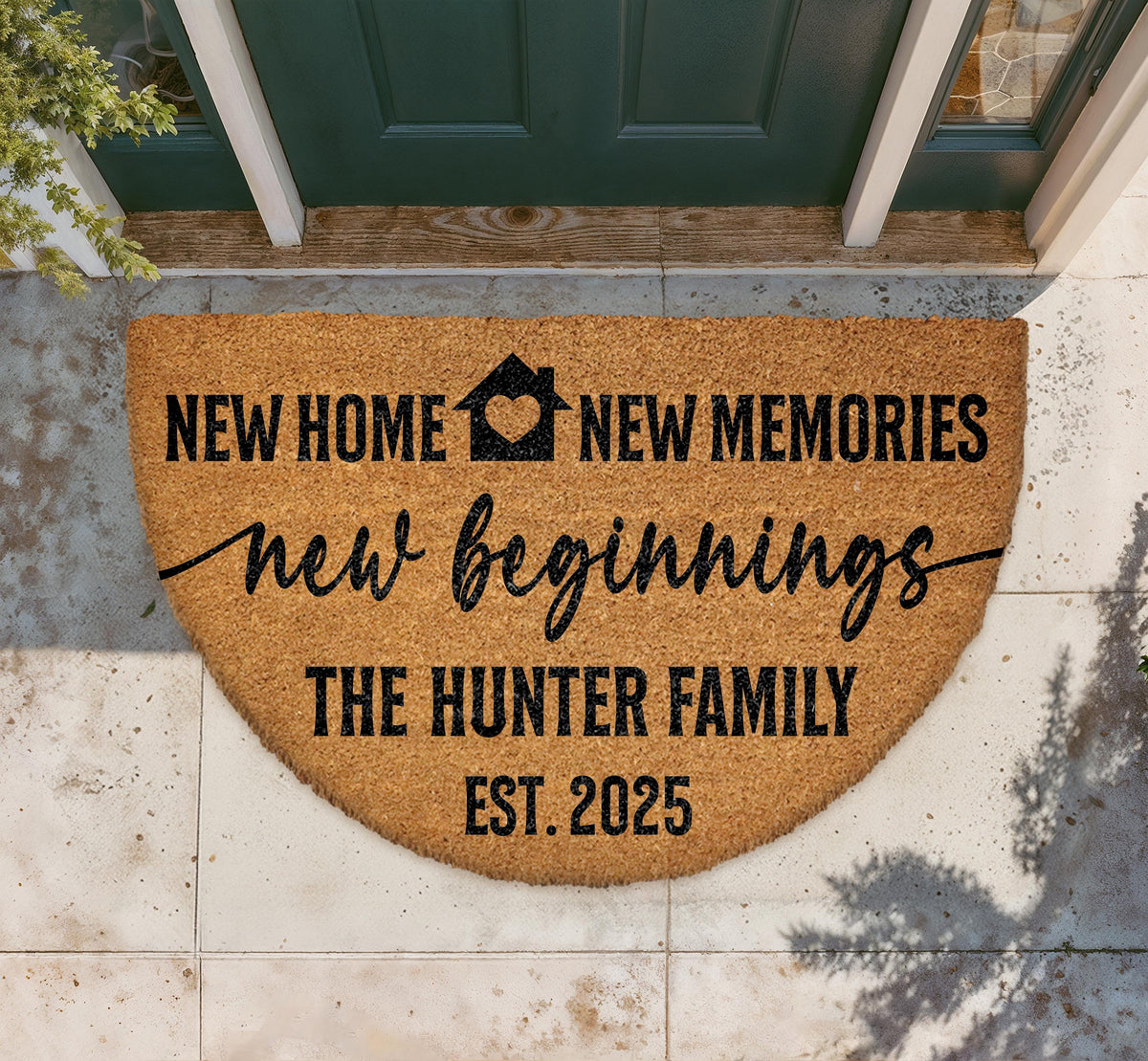 Personalized Family Name Doormat, New Home New Memories Welcome Mat