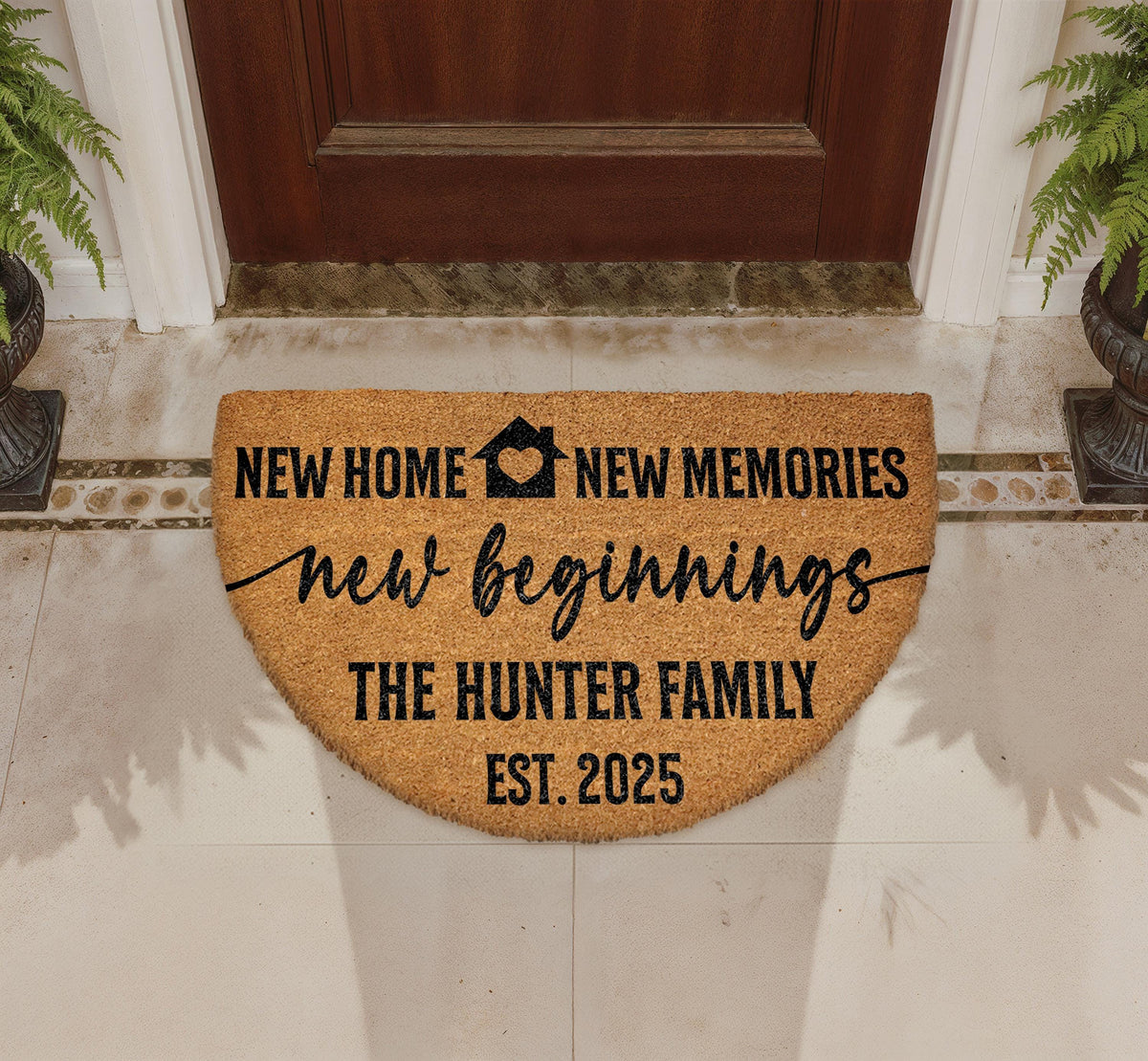 Personalized Family Name Doormat, New Home New Memories Welcome Mat