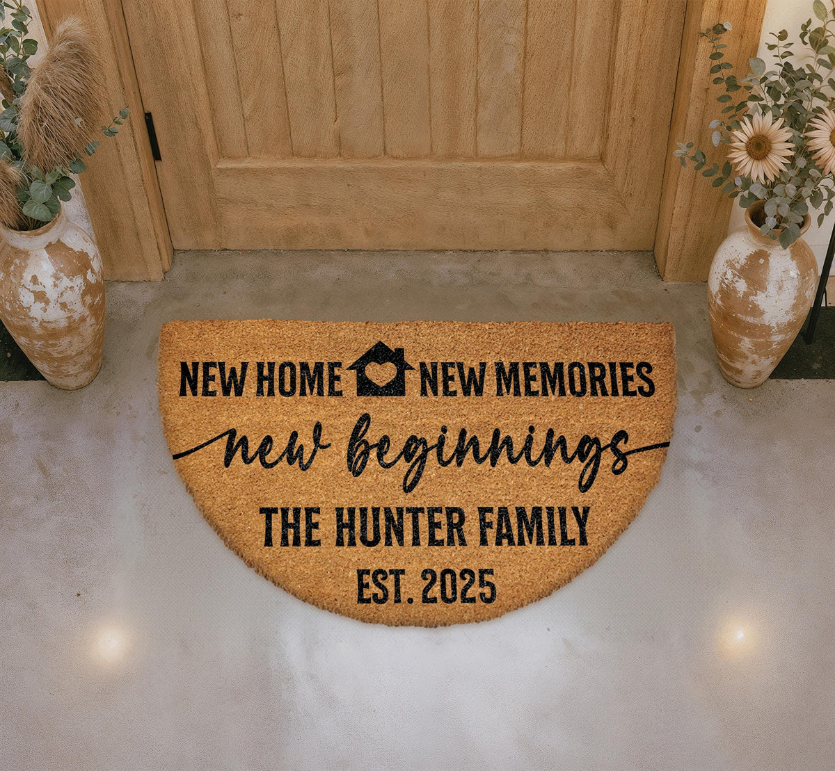 Personalized Family Name Doormat, New Home New Memories Welcome Mat