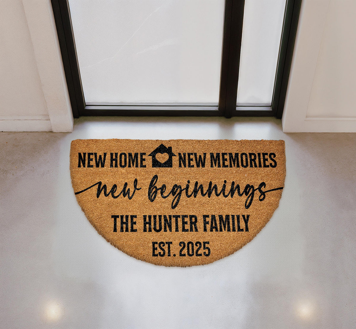 Personalized Family Name Doormat, New Home New Memories Welcome Mat