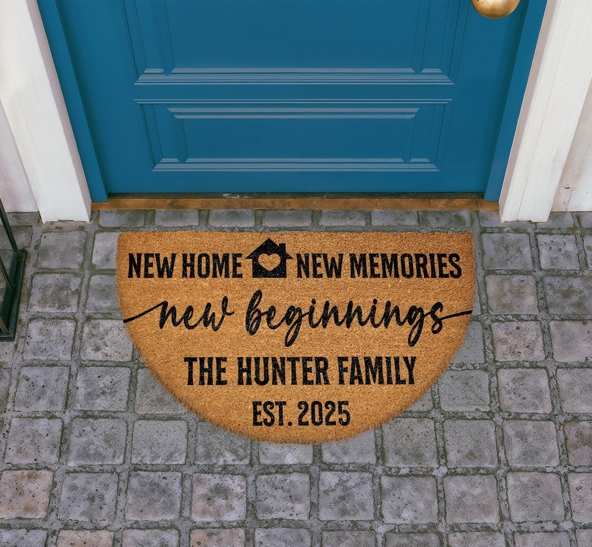 Personalized Family Name Doormat, New Home New Memories Welcome Mat