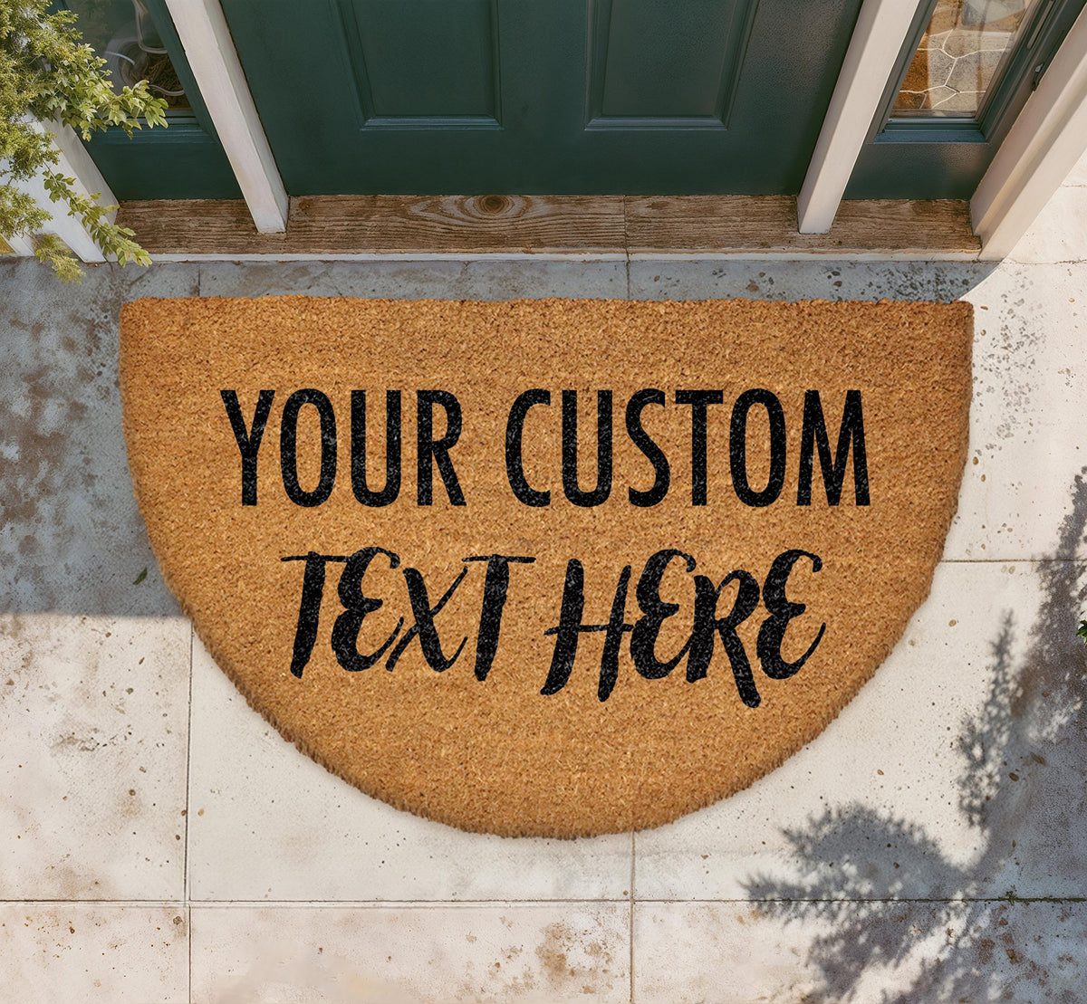 Custom Text Doormat, Personalized Semi Circle Coir Mat, Housewarming Gift