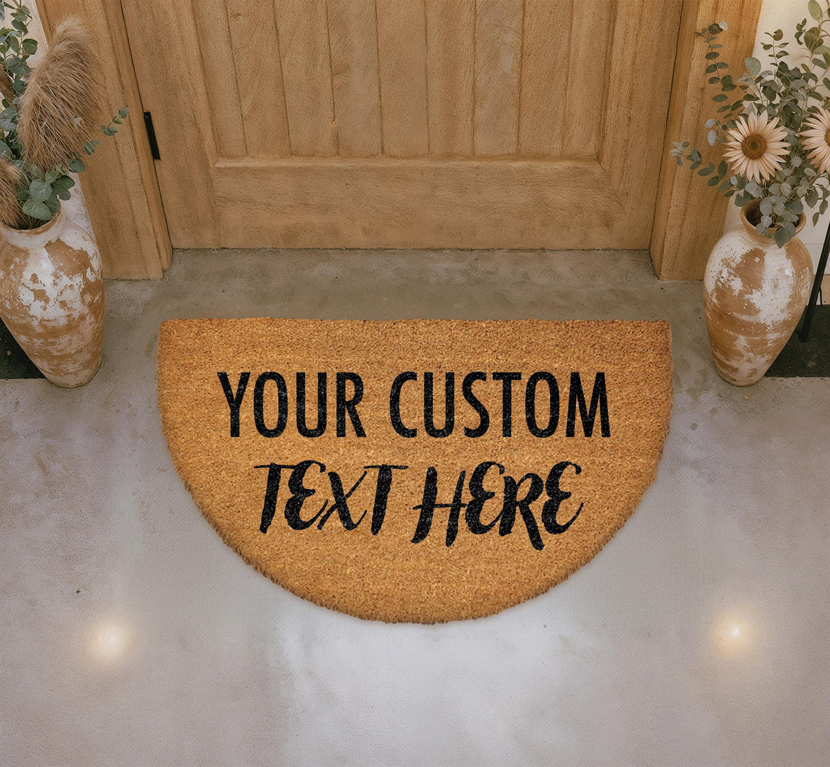 Custom Text Doormat, Personalized Semi Circle Coir Mat, Housewarming Gift