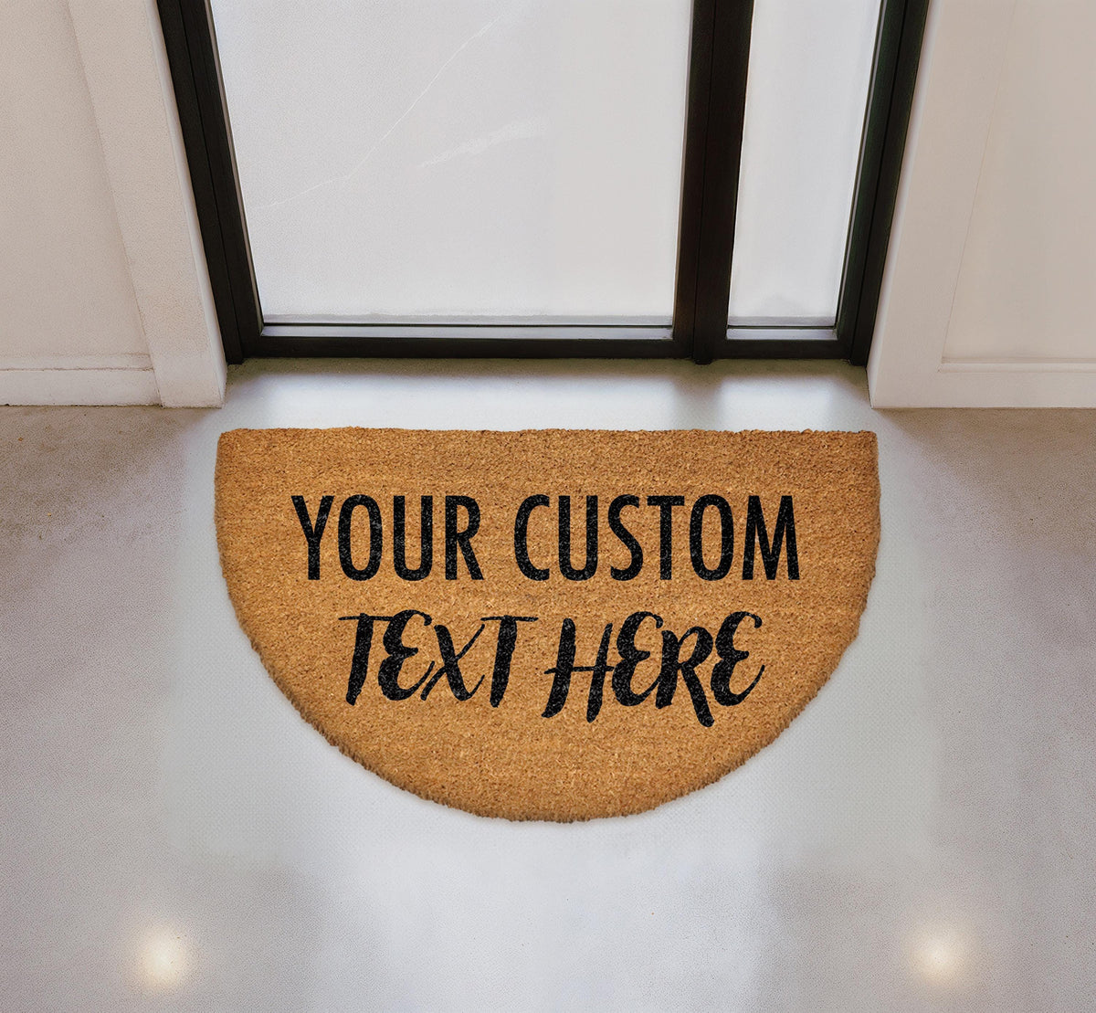 Custom Text Doormat, Personalized Semi Circle Coir Mat, Housewarming Gift