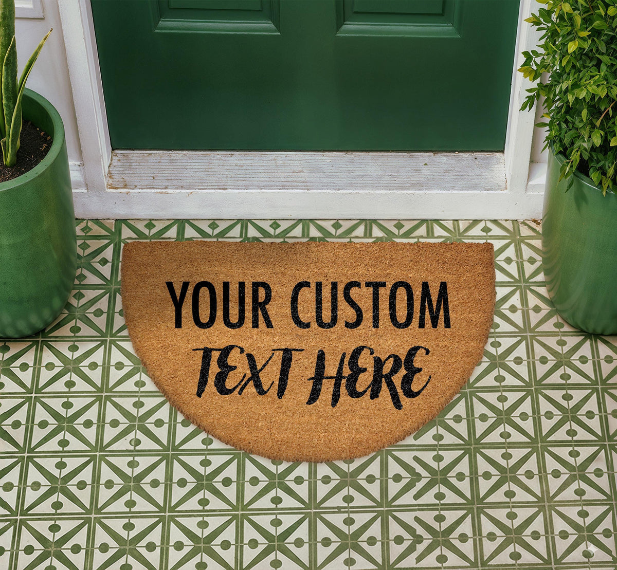Custom Text Doormat, Personalized Semi Circle Coir Mat, Housewarming Gift
