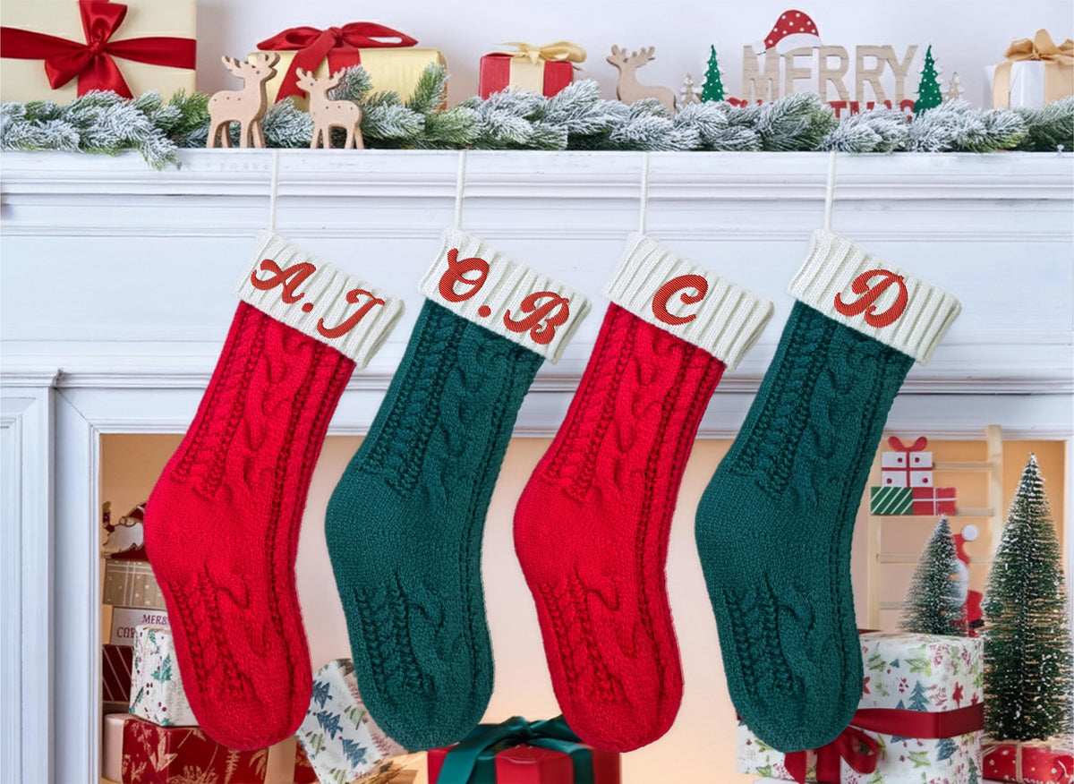 Customizable Embroidered Christmas Stocking, Family Matching Xmas Stockings