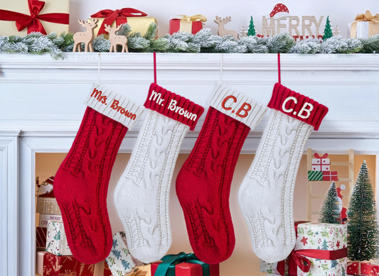 Personalized Monogrammed Christmas Stockings, Newlyweds Holiday Home Decor