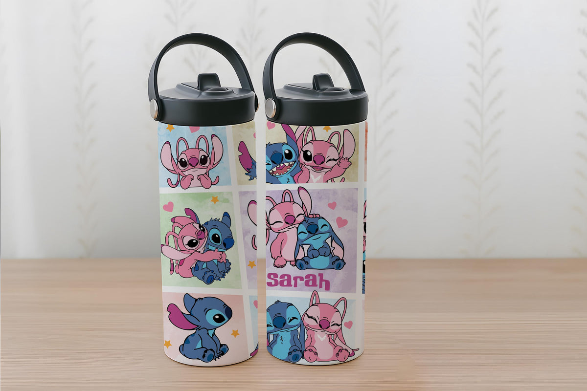 Custom Name Cute Alien Kids Tumbler, Personalized Steel Water Bottle, Back to School Gift
