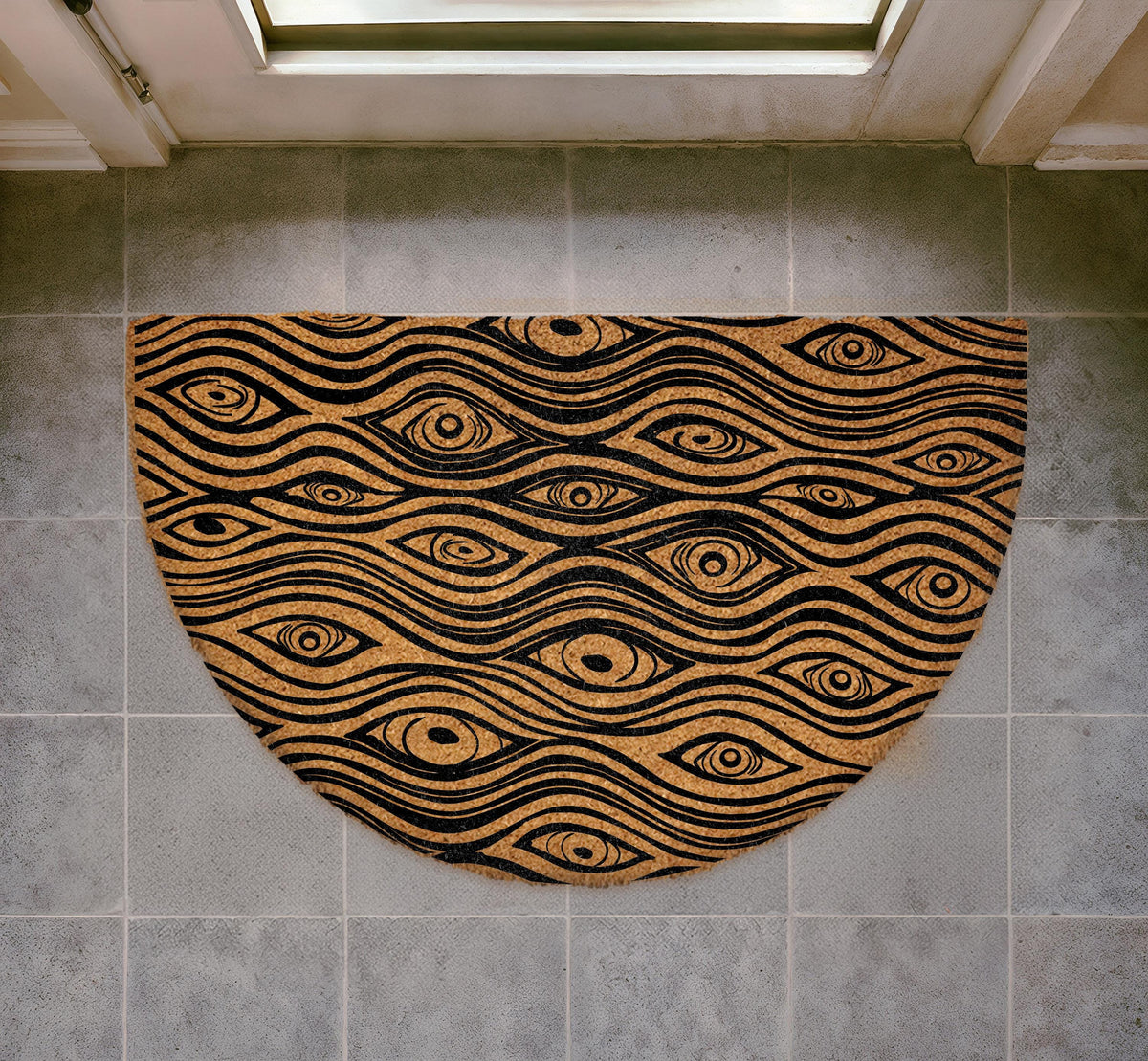 Trippy Eye Doormat, Abstract Illusion Welcome Mat, Psychedelic Coir Mat