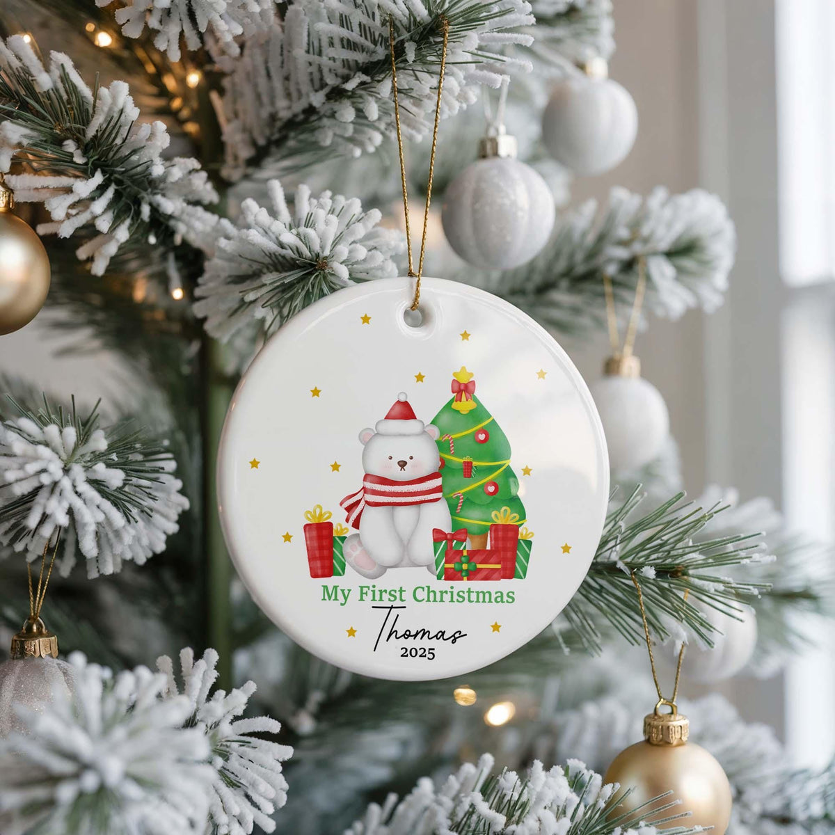 Personalized Baby's First Christmas Ornament, Ceramic Keepsake