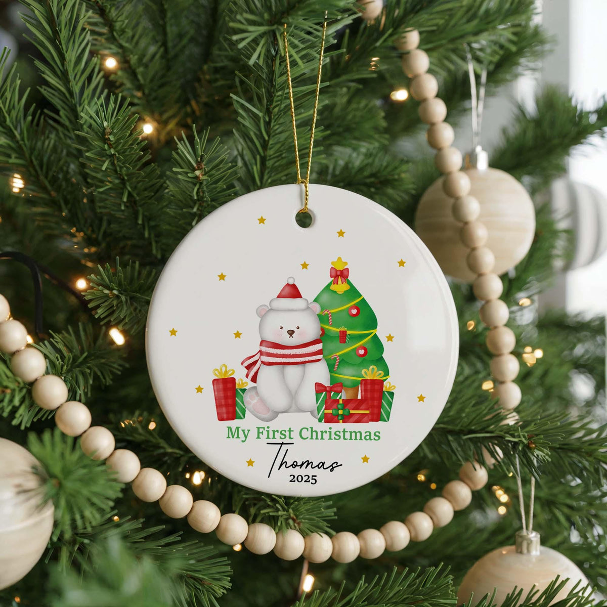 Personalized Baby's First Christmas Ornament, Ceramic Keepsake