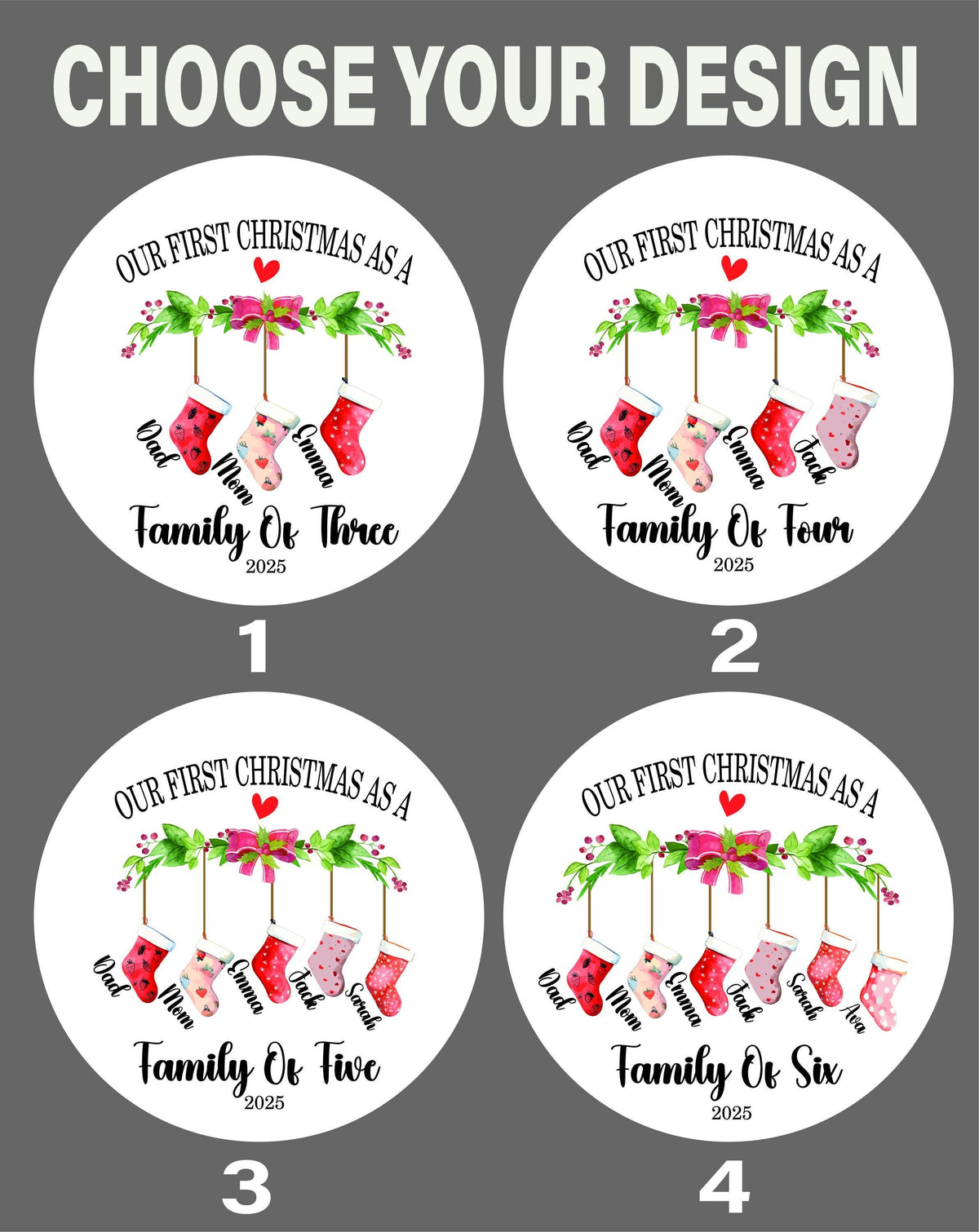 First Christmas As A Family Of Three Ornament, Personalized New Parent Holiday Gift