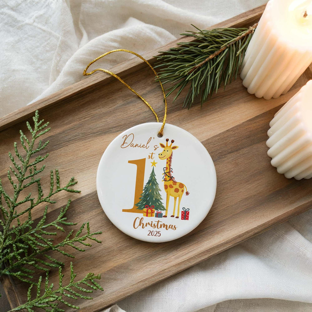 Baby's First Christmas Ornament, Ceramic Newborn Keepsake
