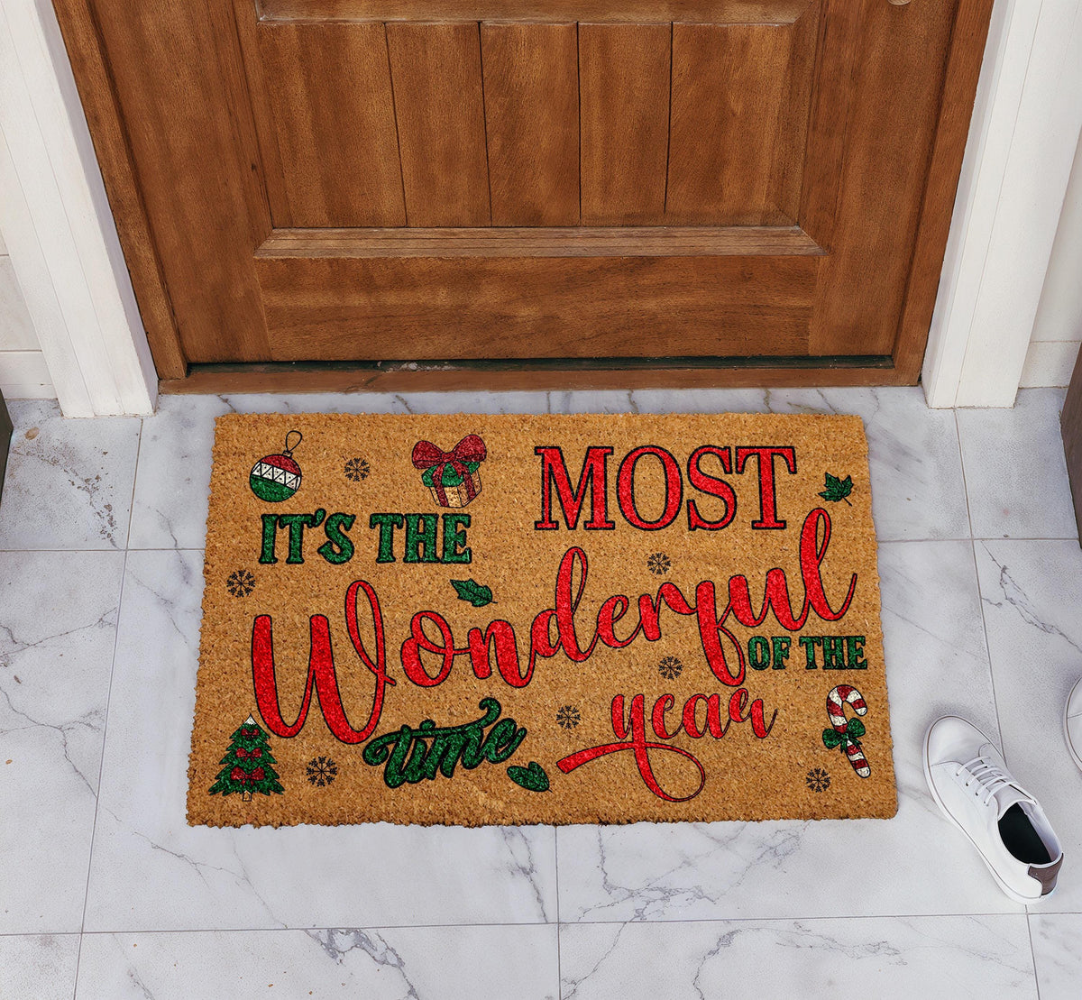It's The Most Wonderful Time Of The Year Doormat, Christmas Welcome Mat