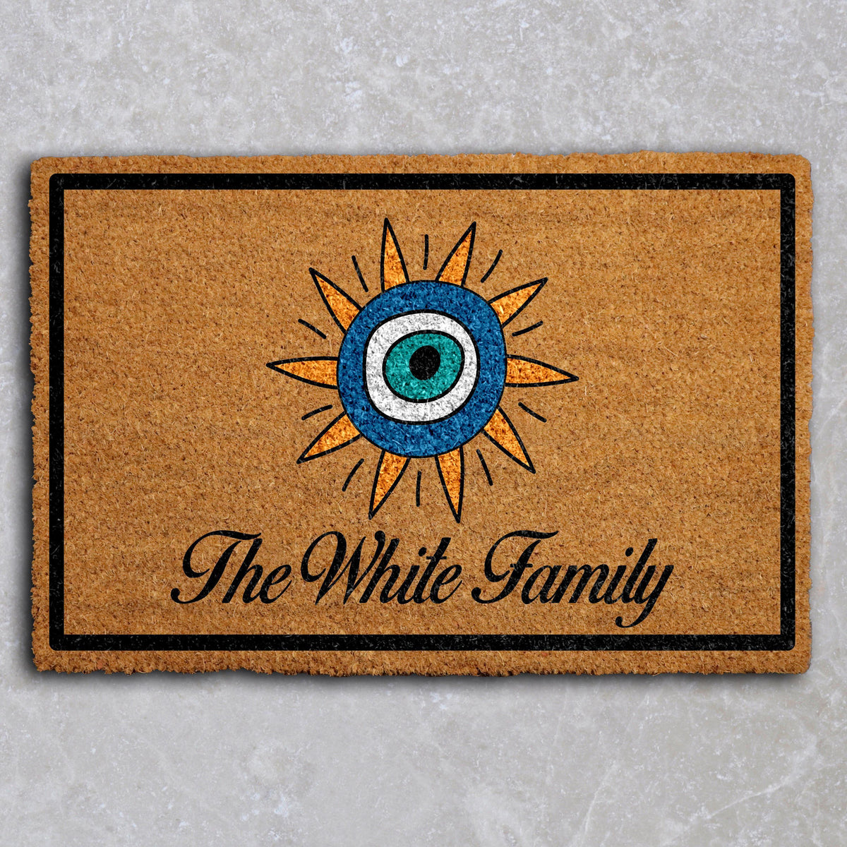 Evil Eye Doormat, Custom Family Welcome Mat, Personalized Doormat, Spiritual Door Mat