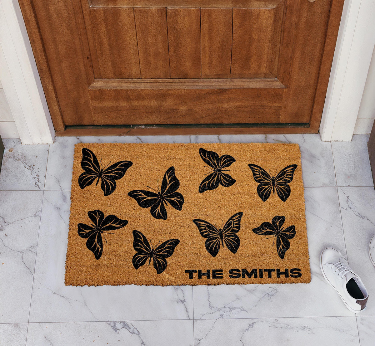 Butterfly Doormat, Custom Family Welcome Mat, Personalized Family Mat, Elegant Door Mat